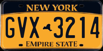 NY license plate GVX3214