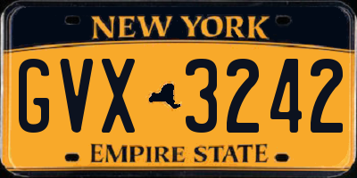 NY license plate GVX3242