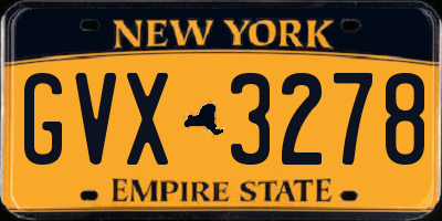 NY license plate GVX3278