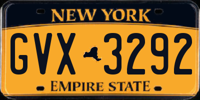 NY license plate GVX3292