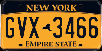NY license plate GVX3466