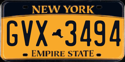 NY license plate GVX3494