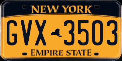 NY license plate GVX3503