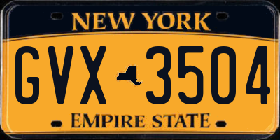 NY license plate GVX3504