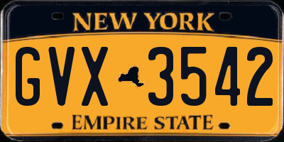 NY license plate GVX3542