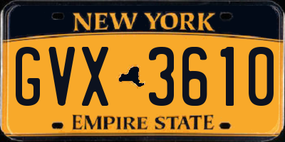 NY license plate GVX3610