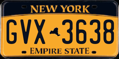 NY license plate GVX3638