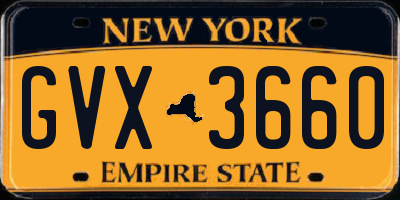 NY license plate GVX3660