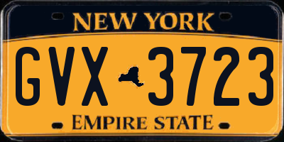 NY license plate GVX3723
