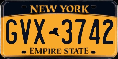 NY license plate GVX3742