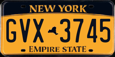 NY license plate GVX3745