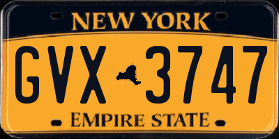 NY license plate GVX3747