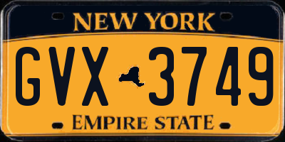 NY license plate GVX3749