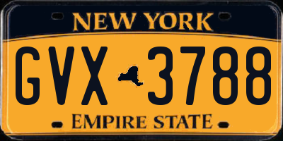 NY license plate GVX3788