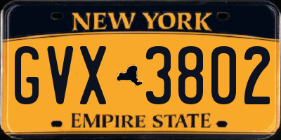 NY license plate GVX3802