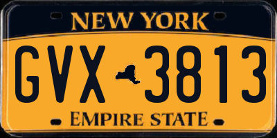 NY license plate GVX3813