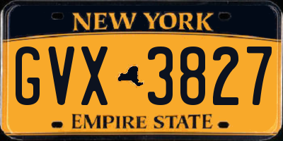 NY license plate GVX3827
