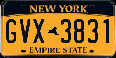 NY license plate GVX3831