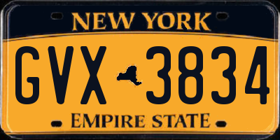 NY license plate GVX3834
