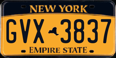 NY license plate GVX3837
