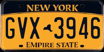 NY license plate GVX3946