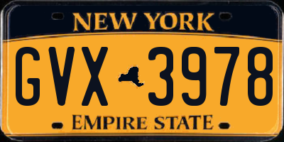 NY license plate GVX3978