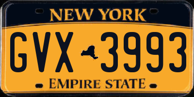 NY license plate GVX3993