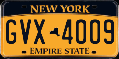 NY license plate GVX4009