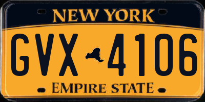 NY license plate GVX4106