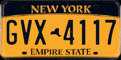 NY license plate GVX4117