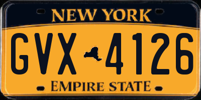 NY license plate GVX4126