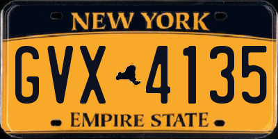 NY license plate GVX4135