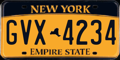 NY license plate GVX4234