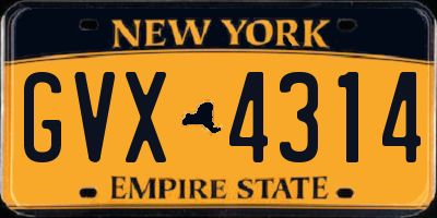 NY license plate GVX4314