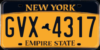 NY license plate GVX4317