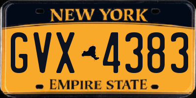 NY license plate GVX4383