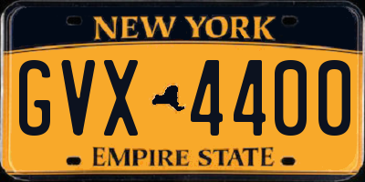 NY license plate GVX4400