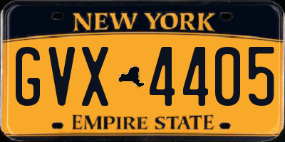 NY license plate GVX4405