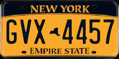 NY license plate GVX4457