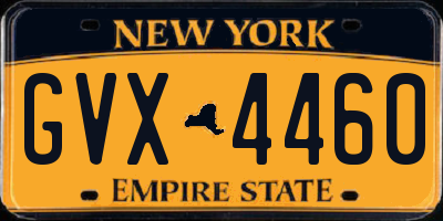 NY license plate GVX4460