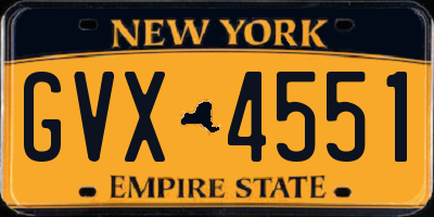 NY license plate GVX4551