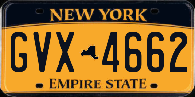 NY license plate GVX4662