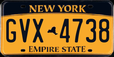 NY license plate GVX4738
