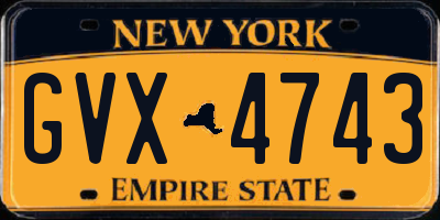 NY license plate GVX4743