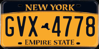 NY license plate GVX4778