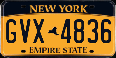 NY license plate GVX4836