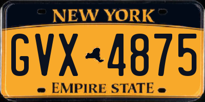 NY license plate GVX4875