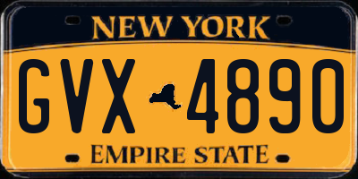 NY license plate GVX4890