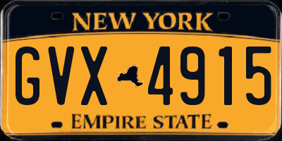 NY license plate GVX4915