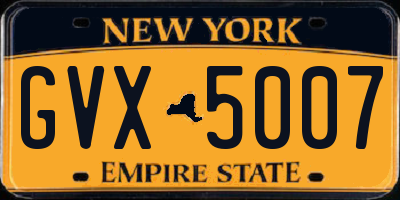 NY license plate GVX5007
